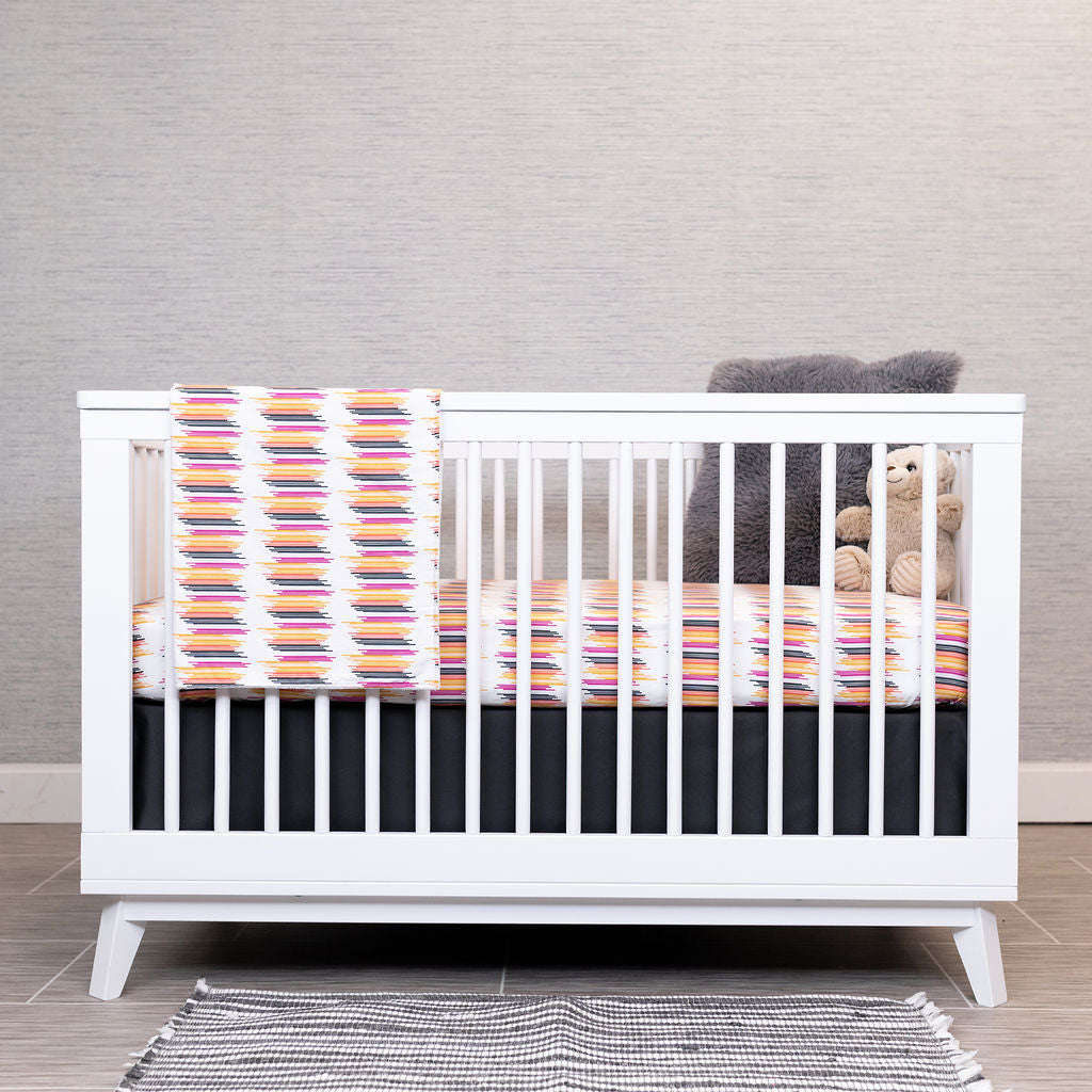 City Heartbeeps - Classic Nursery Bedding Set - Multicolored Lines on Ivory - Olli+Lime
